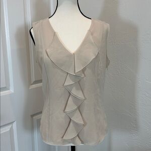 Vintage Oscar de la Renta Cream Ruffle Sleeveless Blouse